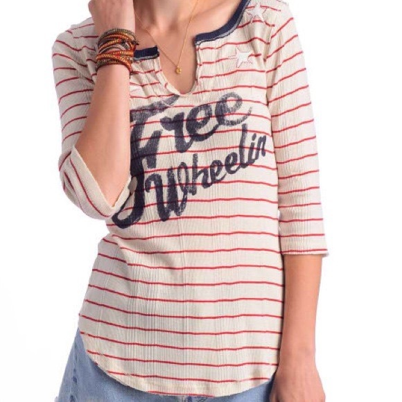 EUC Sz L Free People Free Wheelin 3/4 sleeve top - Picture 1 of 5